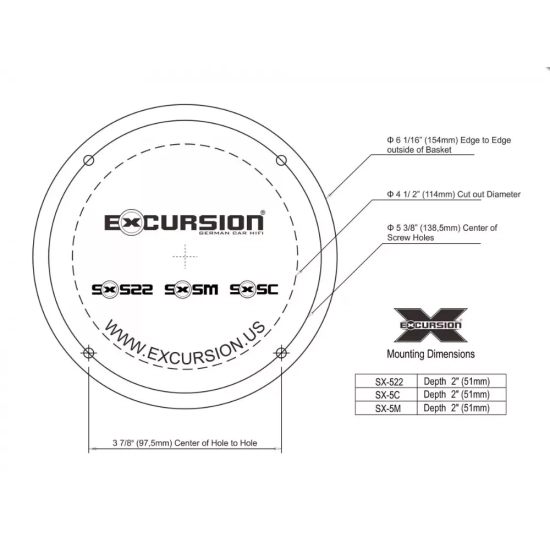Excursion SX-5C dB – 2-drożny 4 woofery 130mm zestaw komponentowy Car Audio High Efficiency (Double Bass)